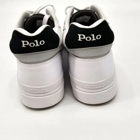 Polo Ralph Lauren Men's Court Mid Pro Leather Chunky White Sneakers Size 10.5